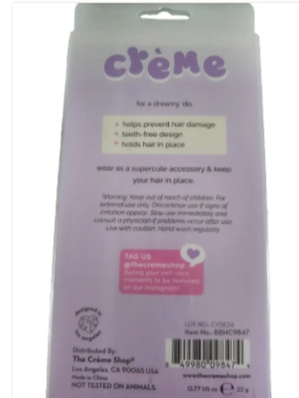 Crème Beary Cute Pink & Purple Bear Crease Free Hair Clips- 4 Piece